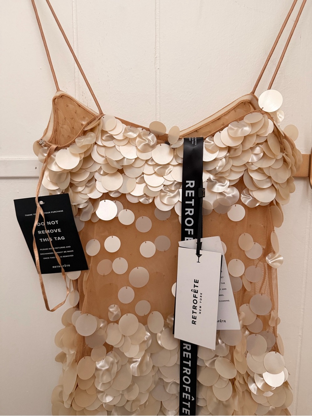 Retrofete Nude Gold Sequin Midi Dress - Picture 8 of 9
